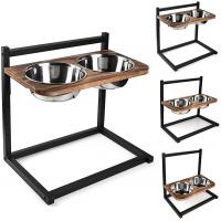 China Dog Cat Food Bowls Raised Dog Bowl Stand Feeder Adjustable Elevated 3 Heights 5in 9in 13in with Stainless Steel Bowl on sale