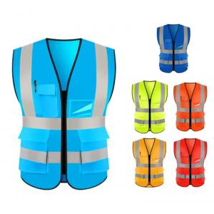 China High Visibility Reflective Road Safety Vest Worker Construction Electrical Protective Vest With Pockets supplier