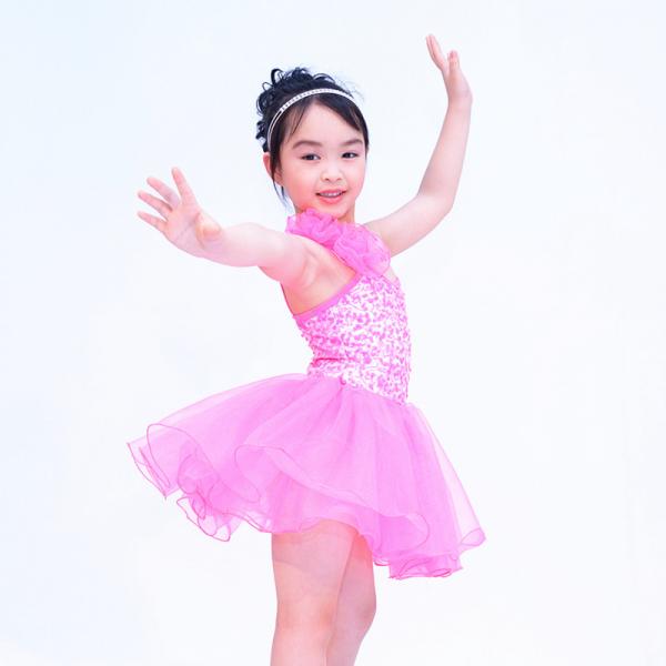 Floral Ruffle Ballet Dance Costumes Curling Hem Dress Back Cross Straps