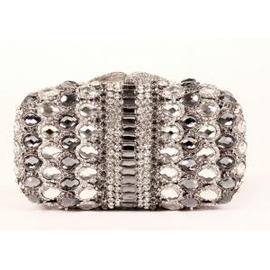Multi Glitter Stylish Evening Stone Clutch Bag Detachable Chain For Party