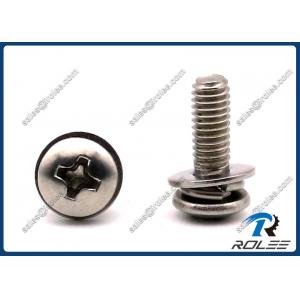 A2/18-8/304 Stainless Philips Truss Head SEMS Screw with Spring & Flat Washers