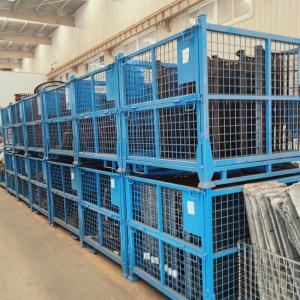 China Foldable Stackable Metal Pallet Box For Industry Parts & Warehouse Storage Wire Mesh Container wholesale
