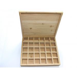 Bamboo Wooden Tea Bag Box , Wooden Tea Display Box With 30 Removable Slots