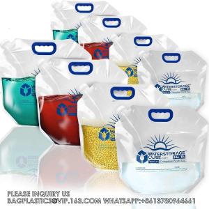 Clear Stand Up Plastic Packaging Bag With Handle Reusable Juice Liquid Nozzle Bag Portable Water Storage Bag