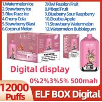 China Authentic Elf Box Digital 12000 Puff Disposable Vape 0.8ohm 25ml Type C Rechargeable Battery 0% 2% 3% 5% 12 Flavors of E on sale