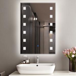 Bathroom Intelligent Touch Wall Mounted Lighted Makeup Mirror 4mm Aluminum