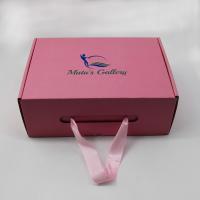 China Collapsible Corrugated Ribbon Hand Shipping Mailer Box For Shoes T Shirts Packaging on sale