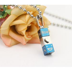 China Fashion couples jewelry stainless steel pendant necklace turnable smile lovers necklaces supplier