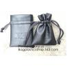 Black Color PU Leather Double Drawstring Protection Headphone Pouch Bag