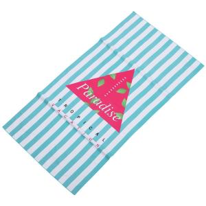 China Amazon hot sale fabric stripe sandfree custom logo wholesale rainbows blue and white beach towels with logo custom print supplier