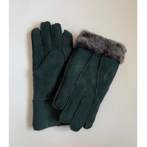 Outdoor Mens Sheepskin Gloves Mittens Brown green