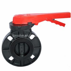 China Red Handle PVC Butterfly Valve for Supply Irrigation Dn100 Auto Sealed Driving Mode supplier