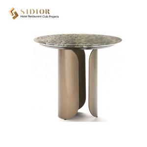 Living Room Luxury Movable Coffee Table Marble Top Round Tables 50cm