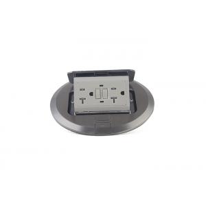 Silver Polished Waterproof Floor Outlet , Duplex 20A Round Pop Up Outlet