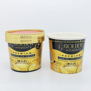 Disposable custom printed ice cream paper cup thickened yogurt paper packaging with paper lid