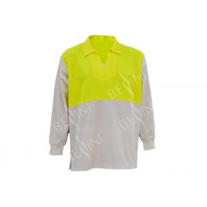 China Breathable Soft Custom Work Shirts Long Sleeve Fluroscent Yellow / White Color supplier