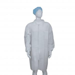 China Factory Use Dust Proof Disposable Lab Coats 25 - 55g/m2 With Snaps Closure supplier