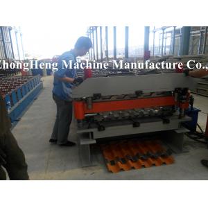 China Double-trapezoid Roofing Sheet Roll Forming Machine For building material supplier
