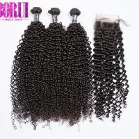 Brazilian Afro Kinky Curly Human Hair Weave Bundles With Closure 4Bundles Deals