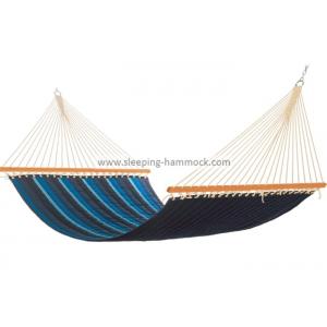 Outside Variation Blue Striped Polyester Fabric Hammock With Wood Spreader Soft