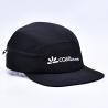 Hight Quality Unstructured 5 Panel Camper Hat Custom Black Printing Nylon Running Cap With Decorative Pockets