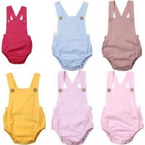 Custom Cotton Line Baby Clothes Baby Girls Romper Onesie Sleeveless Soft Clothes Baby Bodysuit
