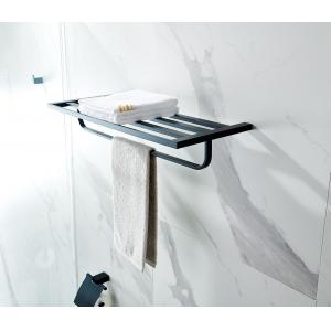 Wall Mounted Bathroom Towel Shelf Stainless Steel Bath Towel Rack Matte Black