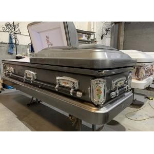 Dignified Farewell Steel Casket Box Decorable For Funeral Arrangements