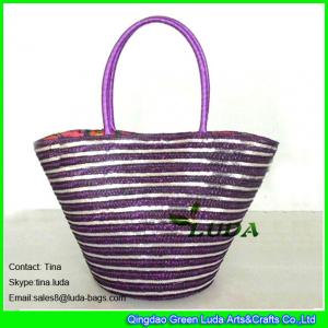 China LUDA cheap purple handbags cute purses online ladies handmade wheat straw bags supplier