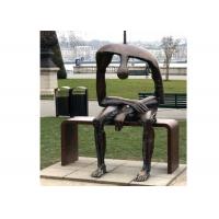 China Life Size Bronze Statue Garden Sitting On Bench Abstract Lonely Man Sculpture on sale