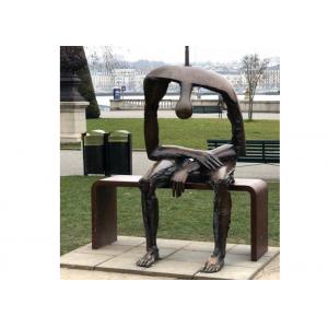 Life Size Bronze Statue Garden Sitting On Bench Abstract Lonely Man Sculpture