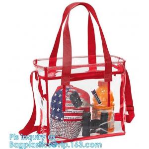 Clear PVC shopping reusable tote bags with carry handle, pvc Tote Bag Customize Logo pvc Shopping Bag, Custom Promotiona