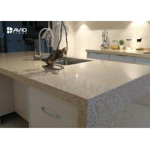 China Beige Glossy Polished Quartz Stone Countertops , Solid Surface Quartz Kitchen Top supplier