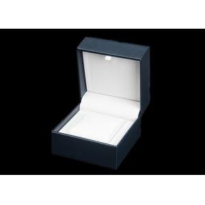 China High Grade Plastic Single Watch Box Dark Blue Internal White PU Material supplier