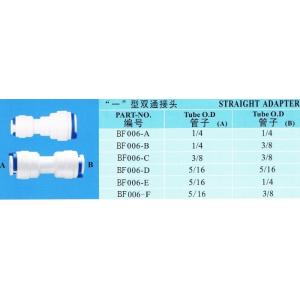 China 1/4 Inch Push In Type Straight Connect Food Grade Pom Plastic  RO Fittings Parts supplier