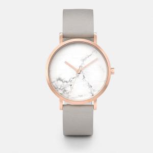 China Leather Band Real Marble Face Womens Watch 3atm Water Resistant supplier