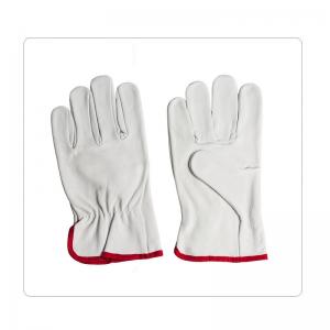 China Personal Protective White Driving Jersey Lining Leather Safety Gloves supplier
