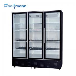 Supermarket Glass Door Cooler Showcase , 	220V 50HZ Three Door Upright Cooler