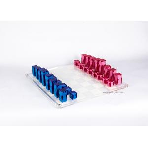 Custom Luxury Neon Blue Pink Elegant Acrylic Chess Game Board Set