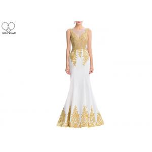 Velvet Fishtail Long Mermaid Style Prom Dress Gold Lace Sleeveless Open Back