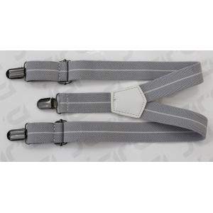 Old Silver Buckle Dress Shirt Suspenders , Grey / Off - White Mens Clothing Suspenders