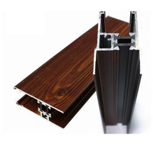 China Brown Rectangle Wood Finish Aluminum Profiles For Construction supplier