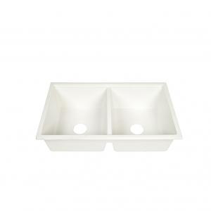 210mm Depth Quartz Stone Kitchen Sink White Two Independent Bowls With Different Drains