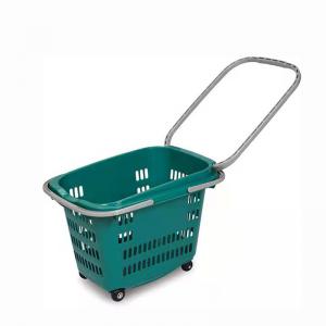 China 50ltr 560MM Plastic Handheld Shopping Baskets Grocery Store With 4 Wheels supplier