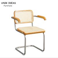 China Restaurant Cafe Furniture Natural Rattan Armchair Nordic Dining Chair 83cm Height on sale