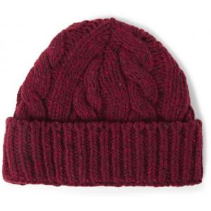 China Cable Burgundy Knitted Beanie Hat Made In China Winter Hat supplier