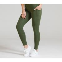 China Pocketed Yoga Womens Spandex Leggings Green Thick Nylon Spandex High Waist on sale