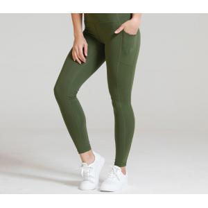 China Pocketed Yoga Womens Spandex Leggings Green Thick Nylon Spandex High Waist supplier
