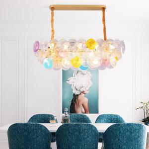 Soft Brightness Colorful Glass Disc Pendant Lights E14 AC 110 - 250V