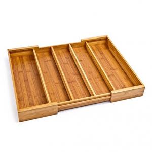 China Kitchen Adjustable Bamboo Storage Organizer Expandable Drawer Organizer Trays supplier
